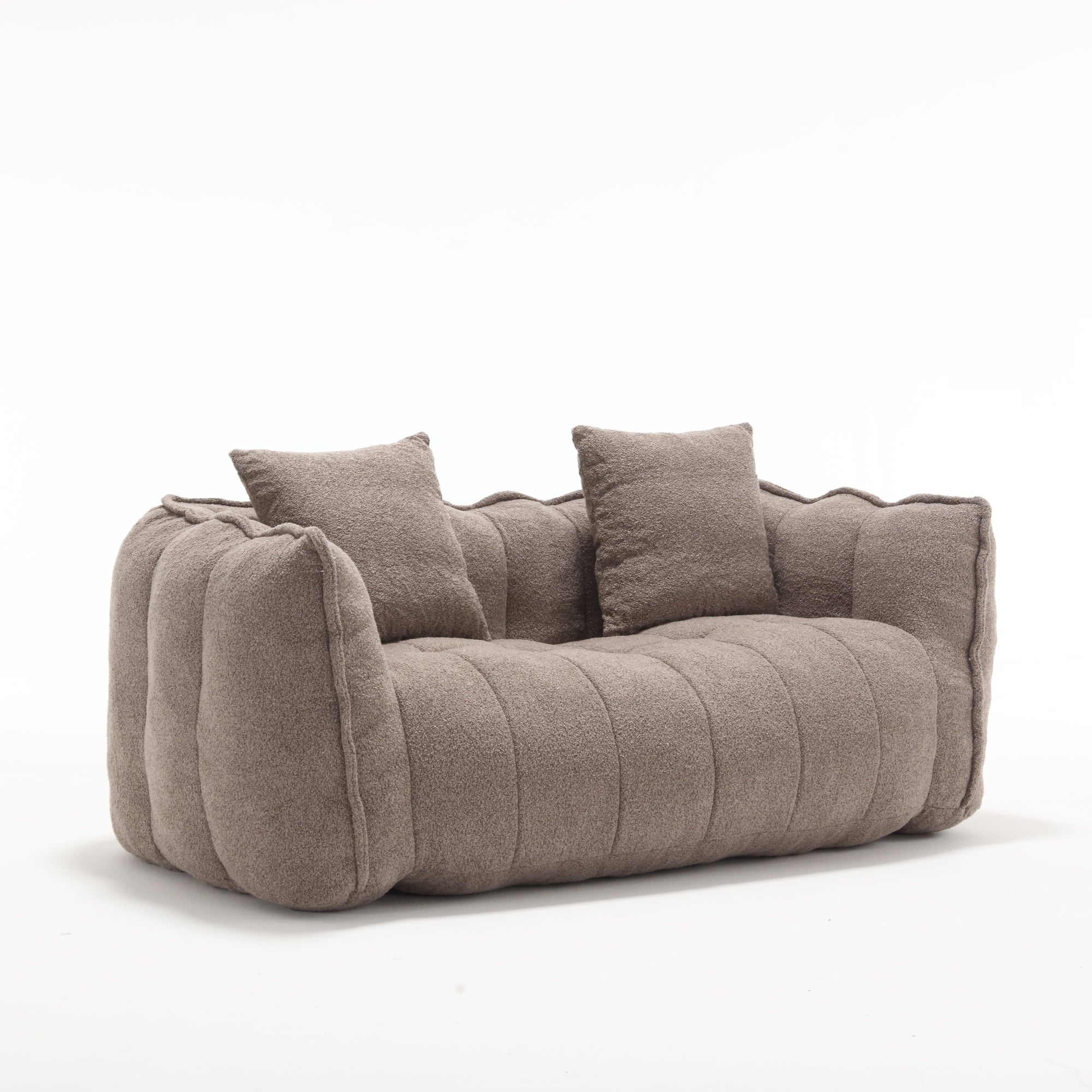Cozy Beanbag Chair with High Resilience Foam Core for Two  -Brown Chenille, 66x35x25 inches - Grand Goldman Shop