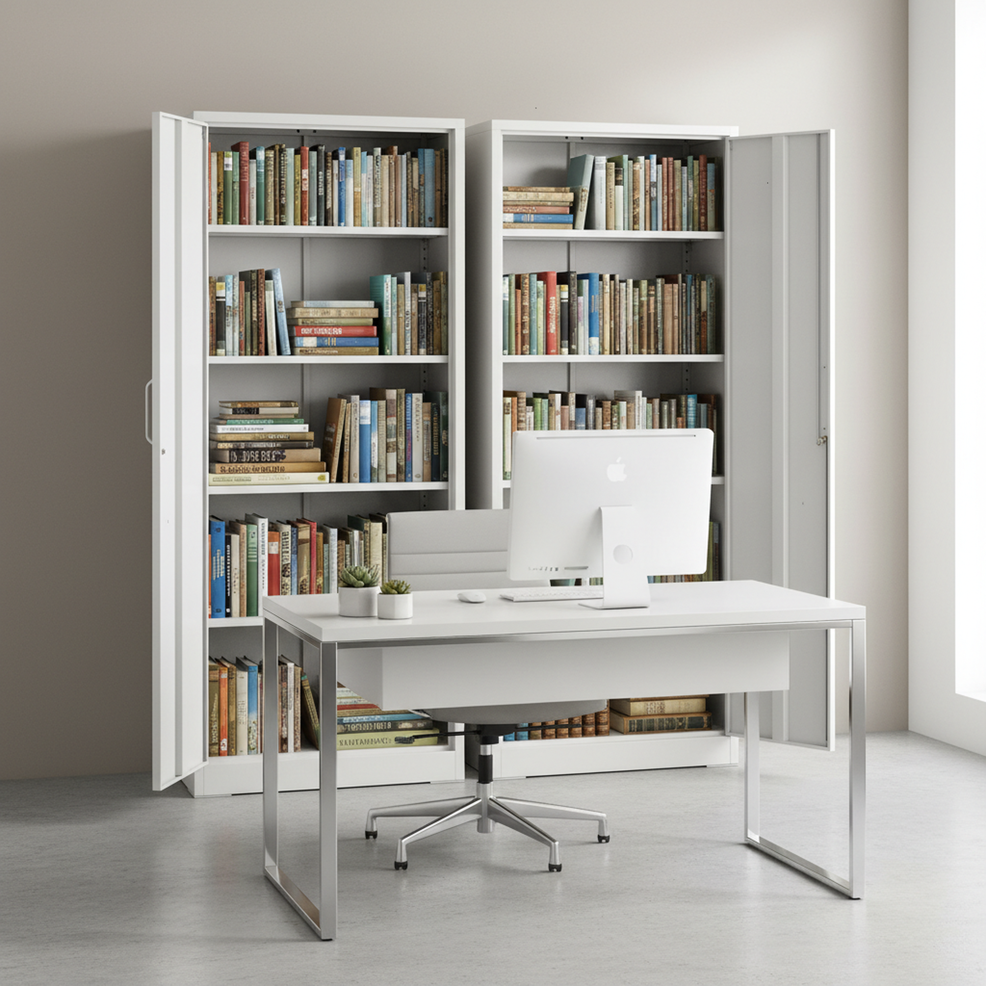 Ironclad 71' Cream White Metal Storage Cabinet with Locking Doors and 4 Adjustable Shelves, Heavy-Duty Steel for Garage, Laun