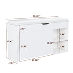 Modern Design Entryway Bench with Adjustable 3-Tier Flip-Up Drawers and Hidden Cabinet in White - Grand Goldman Shop