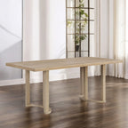 Contemporary 69 Inches Dining Table with U-Shaped Trestle Base in Light Ash Solid Wood and MDF - Grand Goldman Shop