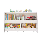 Toy Storage Organizer, Wooden Kids Bookshelf with Storage, Toy Storage Cabinet with 2 Mobile Drawers, Kids Storage Organizer 