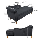 Black Chaise Lounge Indoor, Velvet Lounge Chair for Bedroom with Storage & Pillow, Modern Upholstered Rolled Arm Chase Lounge for Sleeping with Nailhead Trim for Living Room Bedroom Office - Grand Goldman Shop
