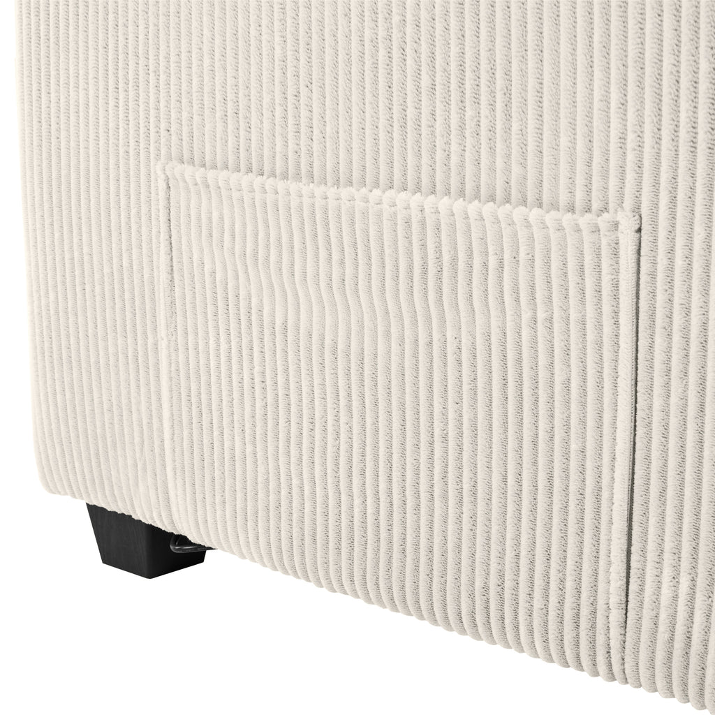 Beige Corduroy Sleeper Sofa Loveseat with Full Size Mattress, USB Ports, Cup Holders, Side Pockets, Phone Holder - Grand Goldman Shop