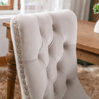 Nikki Collection Modern, High-end Tufted Solid Wood Contemporary Velvet Upholstered Dining Chair with Wood Legs Nailhead Trim 2-Pcs Set,Beige, SW2001BG - Grand Goldman Shop