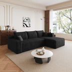 95' Cloud Sectional Sofa,Modern Minimalist Upholstered Couches, Comfort U Shaped Sofa for Living Room,Deep Seat Corner Couch,No Assembly Required,Black (Plush Corduroy Fabric) - Grand Goldman Shop
