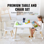 Kids Table and 2 Chairs Set, Toddler Table and Chair Set, Children Multi-Activity Table for Art, Craft, Reading, Learning, 1 