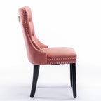 Nikki Collection Modern, High-end Tufted Solid Wood Contemporary Velvet Upholstered Dining Chair with Wood Legs Nailhead Trim 2-Pcs Set,Pink, SW2001PK - Grand Goldman Shop