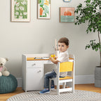 Qaba Kids Desk and Chair Set with Storage Drawer, Study Desk with Chair for Children for Arts & Crafts, Snack Time, Homeschoo