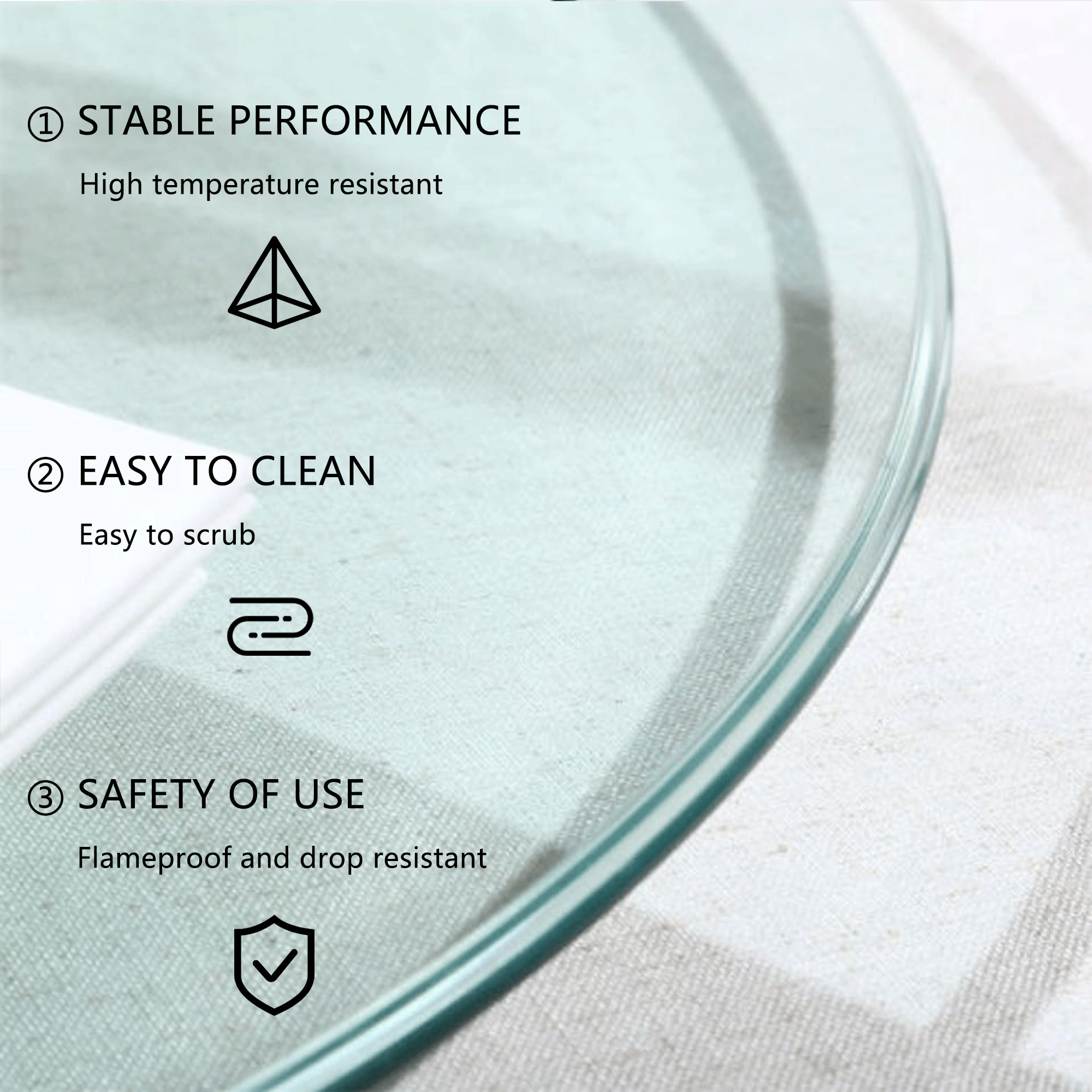 size:18.11 inch.Tempered glass table top round transparent table surface round glass table top round glass sheet. - Grand Goldman Shop