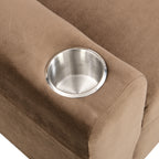 Sally Deluxe Kids Recliner Chair with Cup Holder and Footrest in Brown Velvet, 21.26 x 16.93 x 26.38 inches - Grand Goldman