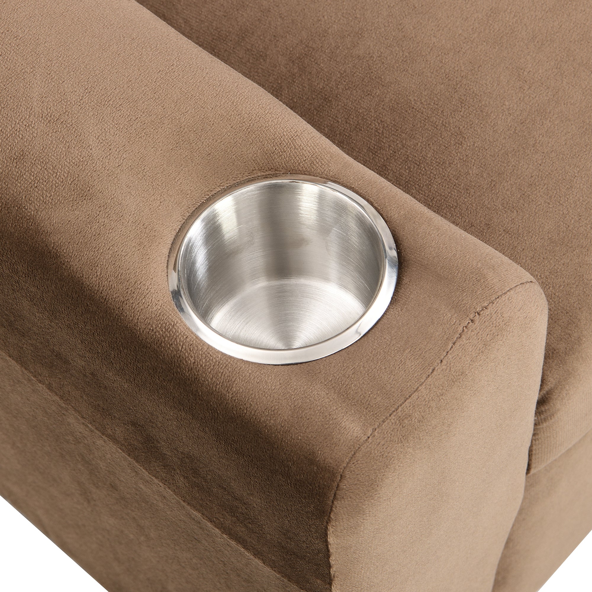 Sally Deluxe Kids Recliner Chair with Cup Holder and Footrest in Brown Velvet, 21.26 x 16.93 x 26.38 inches - Grand Goldman