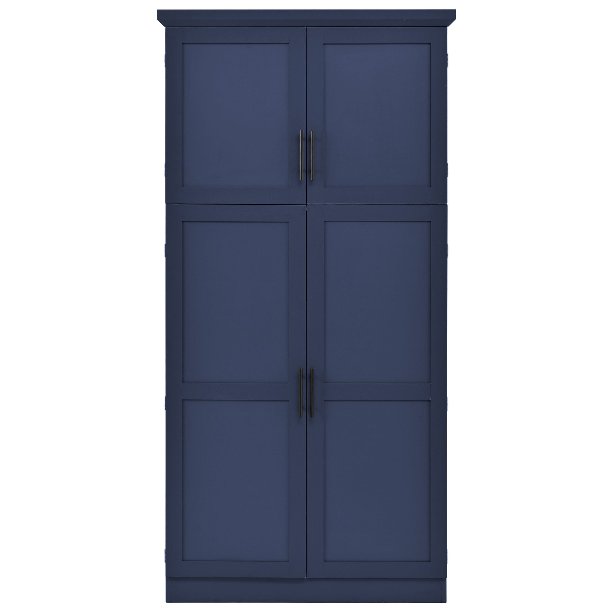 [Assembly Video Provided] TOPMAX 35.5x17.6x70.9inch Freestanding Kitchen Pantry Cabinet, Tall Storage Cabinet with 4 Doors, 2 Door Shelves, 8 Pull-out Trays and Adjustable Shelf for Dining Room, Blue - Grand Goldman Shop