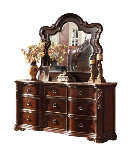 Bella Traditional Queen 4pc Bedroom set made with wood in Dark Walnut - Grand Goldman Shop