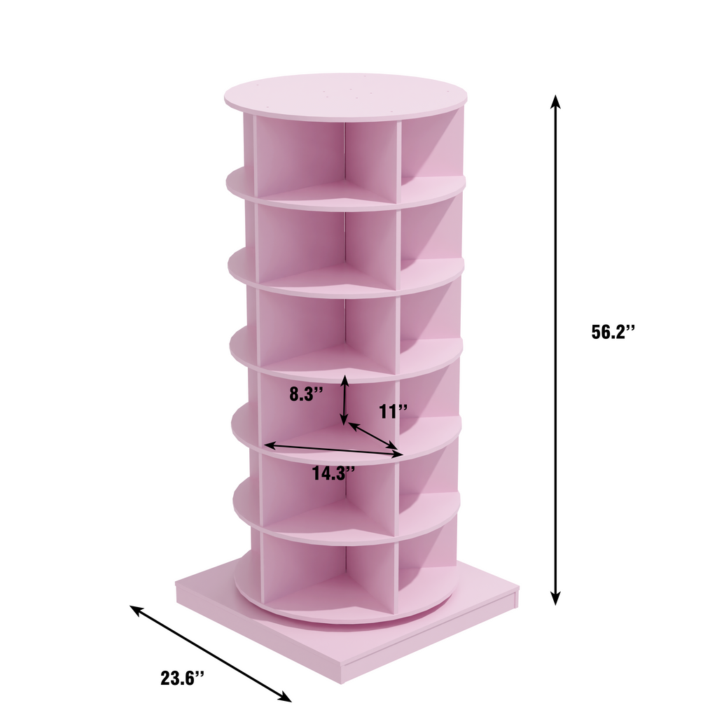 Modern Pink 360 Rotating Shoe Cabinet with 6 Layers for Space-Saving Organization, Plywood, Large Capacity - Grand Goldman Shop