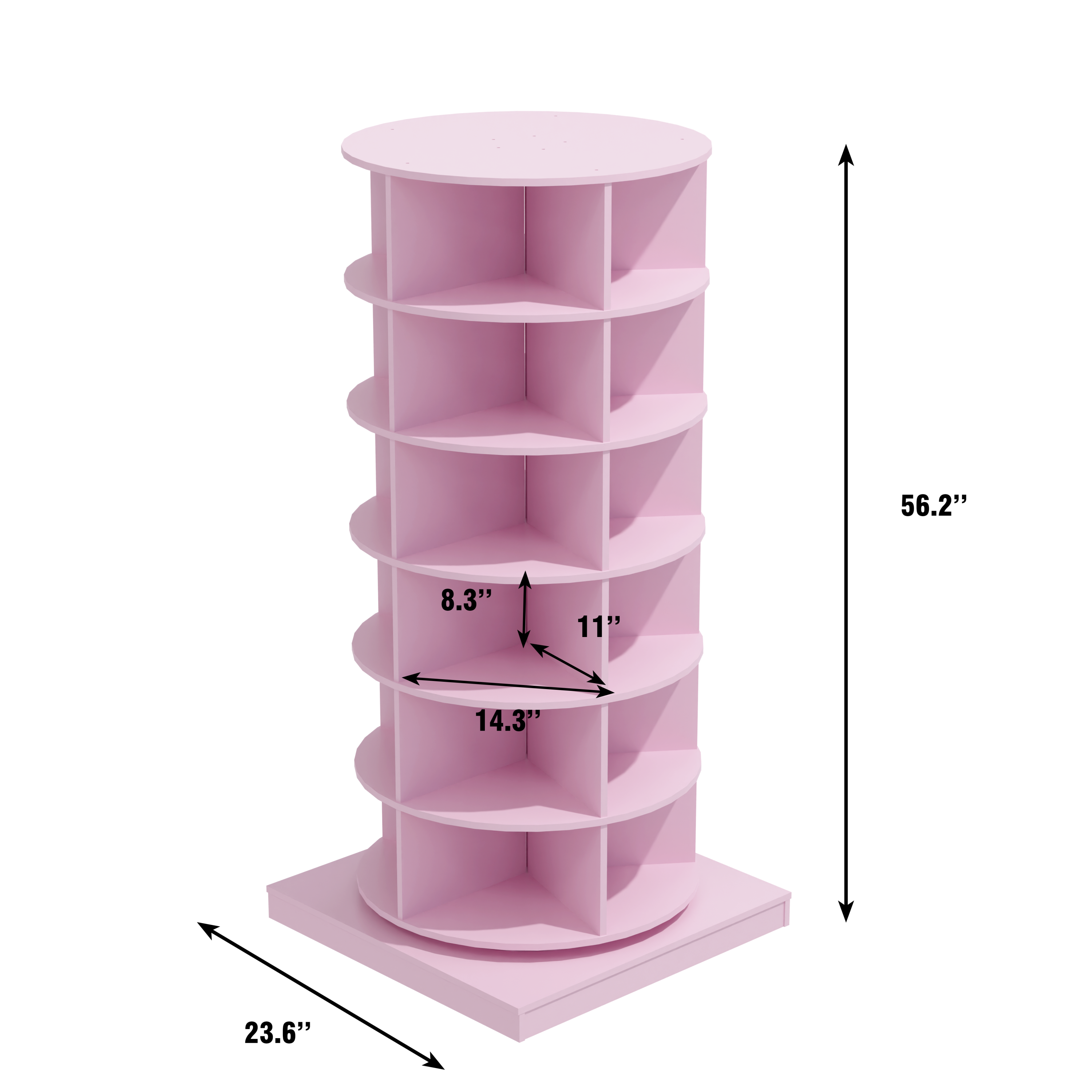 Modern Pink 360 Rotating Shoe Cabinet with 6 Layers for Space-Saving Organization, Plywood, Large Capacity - Grand Goldman Shop