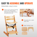 Wooden High Chair for Babies & Toddlers, Convertible Adjustable Feeding Chair, Eat & Grow High Chair with Tray, Grow with Kid