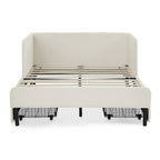 Beige Velvet Upholstered Platform Bed Frame with 2 Storage Drawers and Adjustable Sofa Bed, Full Size - Grand Goldman Shop