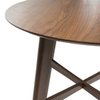 Mid-Century Modern Round Wooden Bar Table – 42' High Bar Table with Tapered Legs for Kitchen, Dining Room or Home Bar, Natural Walnut - Grand Goldman Shop