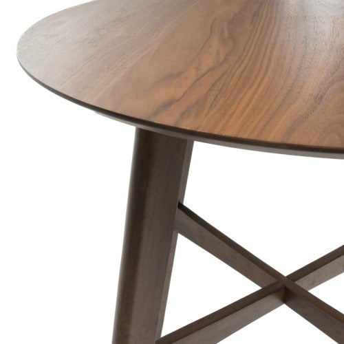 Mid-Century Modern Round Wooden Bar Table – 42' High Bar Table with Tapered Legs for Kitchen, Dining Room or Home Bar, Natural Walnut - Grand Goldman Shop