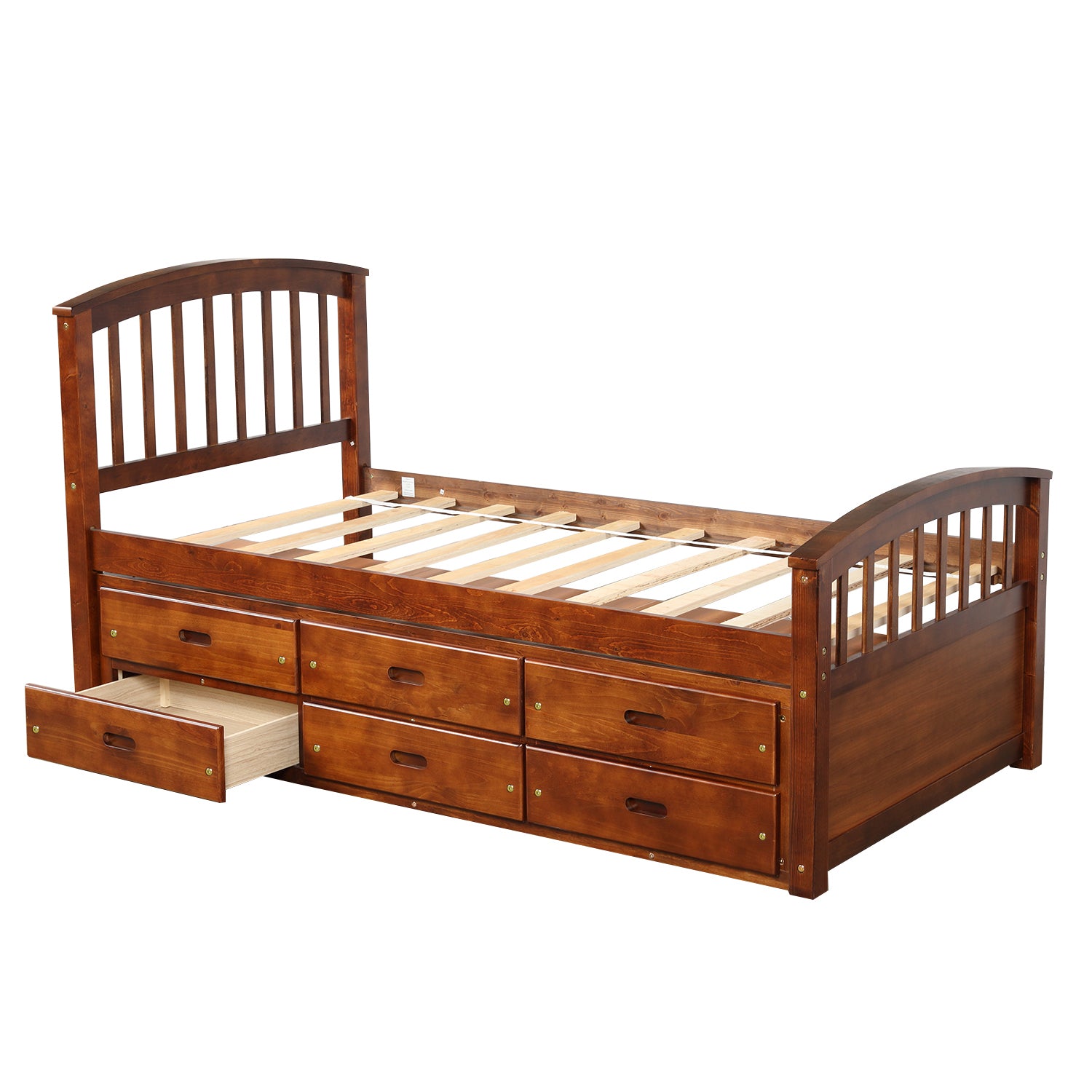 Orisfur. Twin Size Platform Storage Bed Solid Wood Bed with 6 Drawers - Grand Goldman Shop