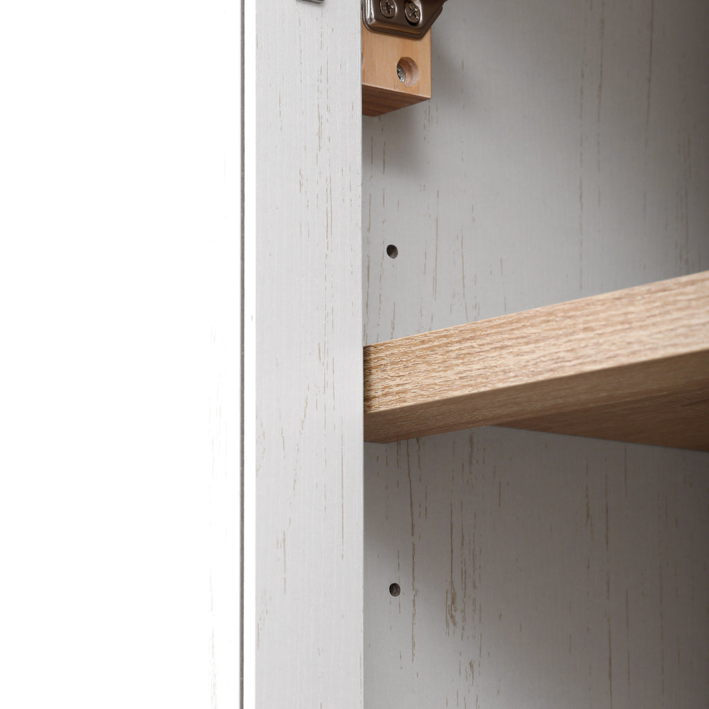 K&K 71' Tall Arched Kitchen Pantry Cabinet with 2 Large Drawers, Modern Farmhouse Kitchen Storage Cabinets with Adjustable Shelves, Glass Door, Wood Versatile Cupboard for Kitchens, Dining Room, White - Grand Goldman Shop