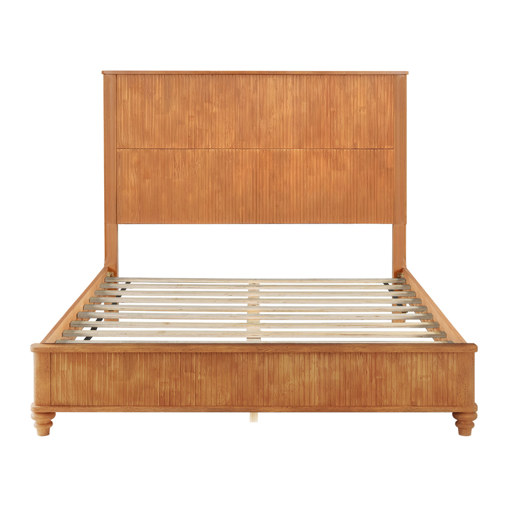 3-Piece Bedroom set with a Queen Size Bed and 2 Nightstands, Natural - Grand Goldman Shop