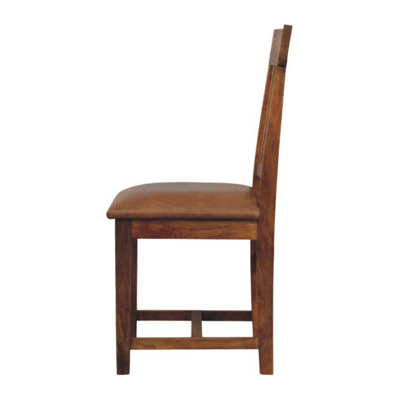 Solid Wood Leather Slatted Dining Chair | Premium Home Decor - Grand Goldman