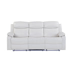 Blanche White 3PC Reclining Sofa and Loveseat with LED Lights, Speaker, Wood Frame, Medium Firm Seating, White - Grand Goldman Shop
