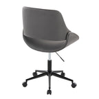 Contemporary Office Chair in Black Metal and Grey Pu | Premium Home Decor - Grand Goldman