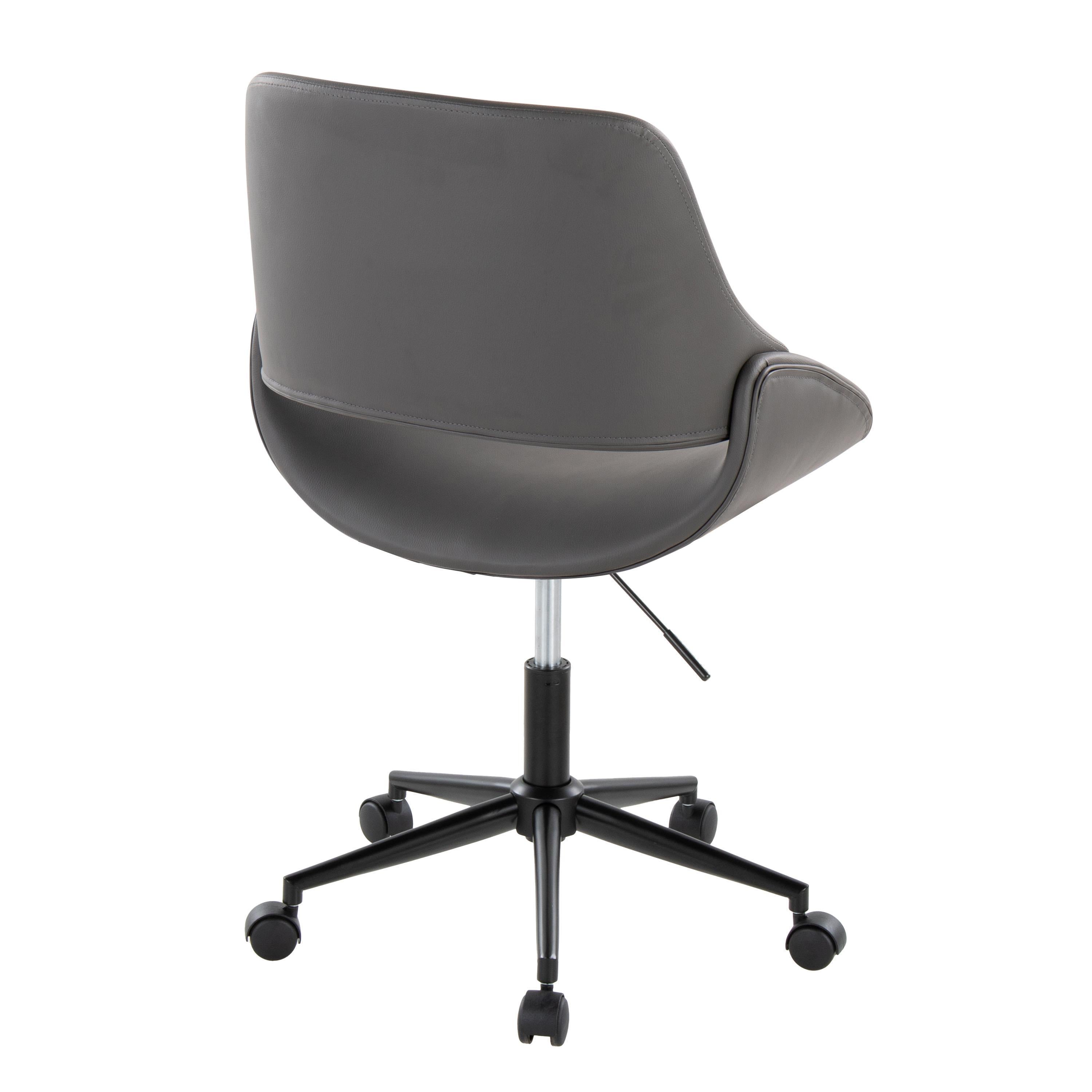 Contemporary Office Chair in Black Metal and Grey Pu | Premium Home Decor - Grand Goldman