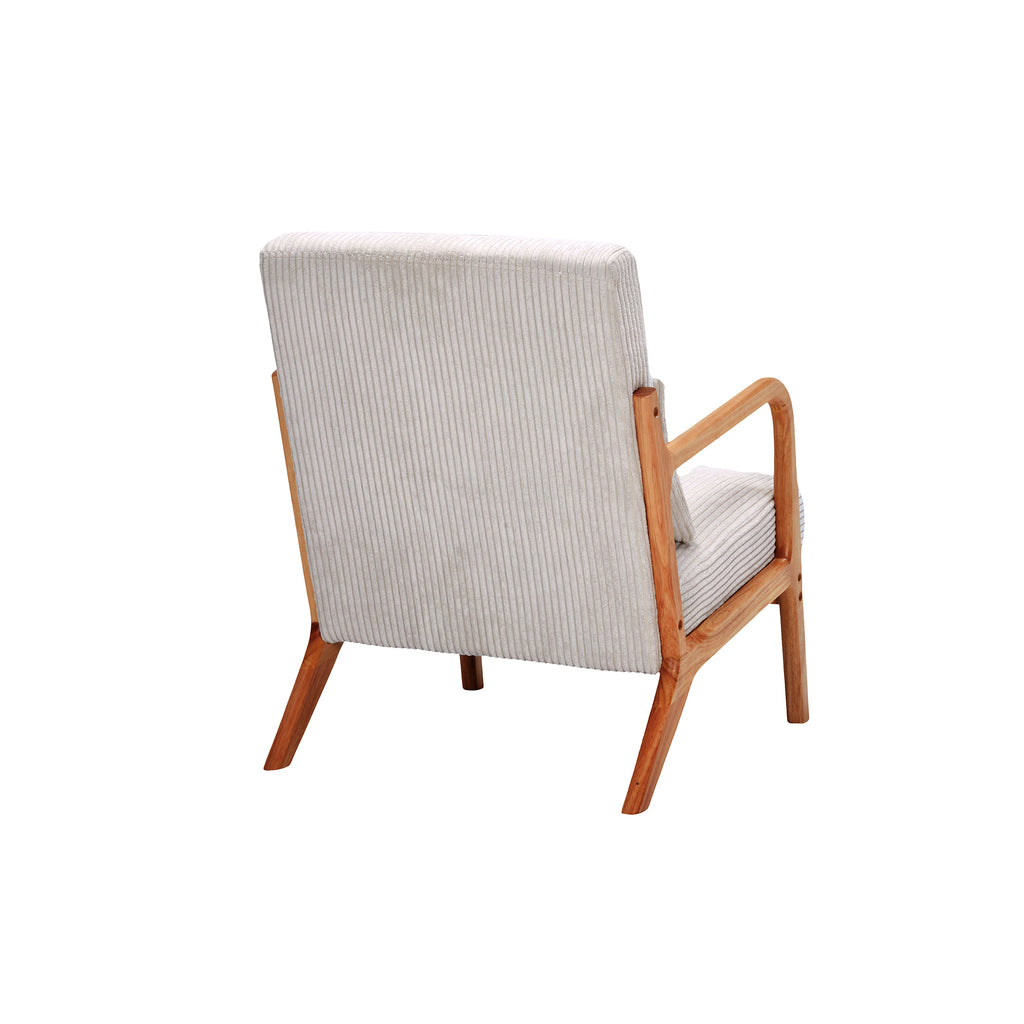 Mid-Century Modern Accent Chair with Pillow Upholstered Arm Chair in Beige Polyester and Solid Wood Frame (beige) - Grand Goldman Shop