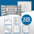 Steel Key Cabinet with Key Lock, 320 Capacity, Gray - Grand Goldman