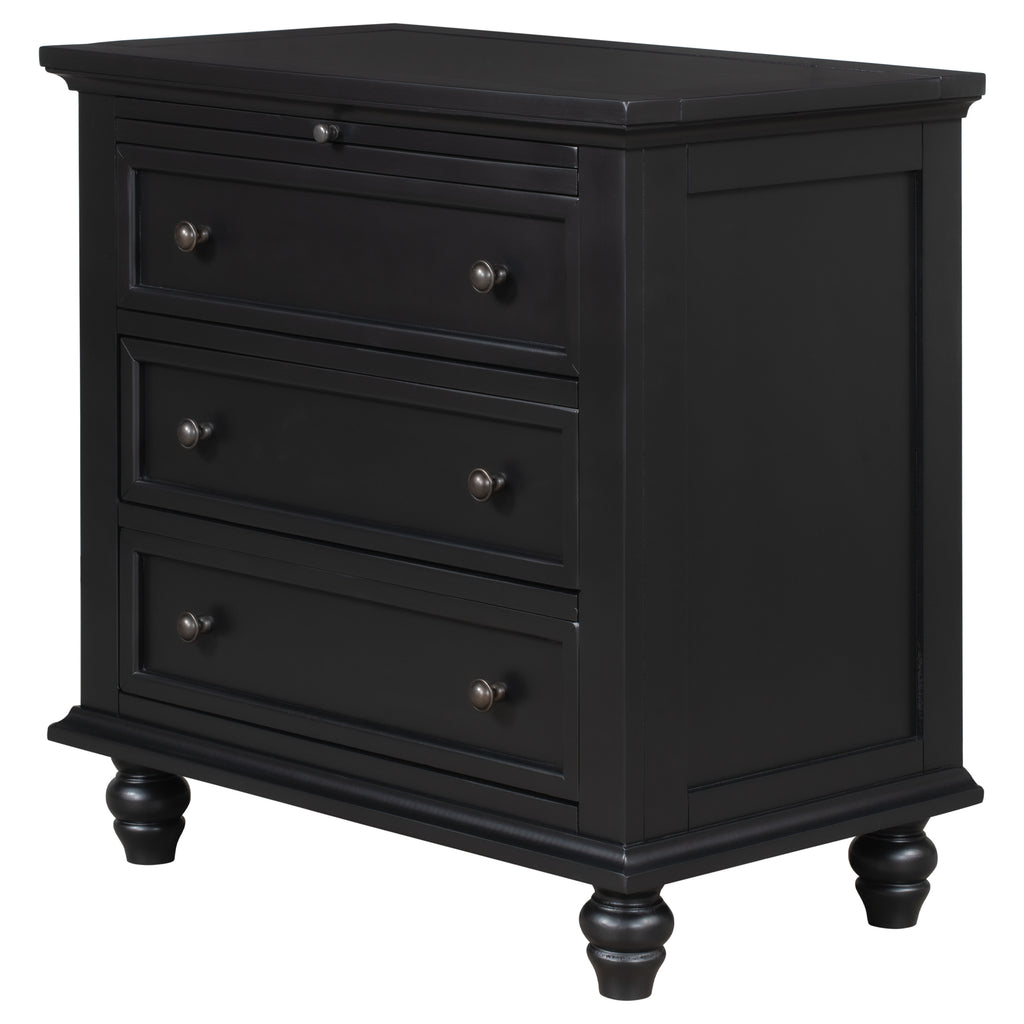 U_STYLE 27.6'' Painted Nightstand with pull-out tray, Fashion Bedside Cabinet with 3 Drawers, Minimalist Sofa Side Table with rubber legs and Metal handle for Bedroom Sofa Couch Office - Grand Goldman Shop