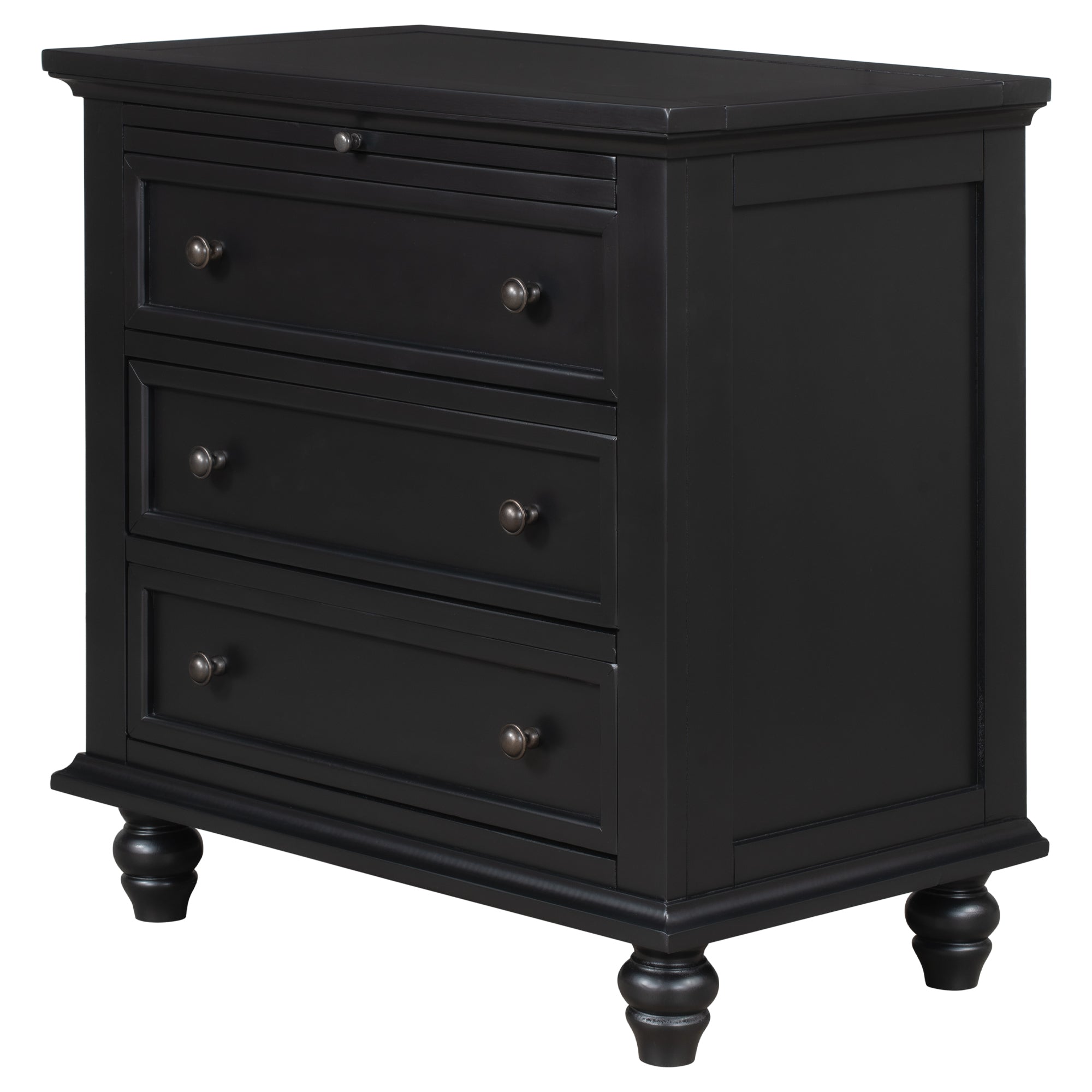 U_STYLE 27.6'' Painted Nightstand with pull-out tray, Fashion Bedside Cabinet with 3 Drawers, Minimalist Sofa Side Table with rubber legs and Metal handle for Bedroom Sofa Couch Office - Grand Goldman Shop
