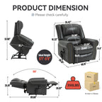 Power Lift Recliner Chair Heat Massage Dual Motor Infinite Position Up to 350 LBS, Faux Leather, Heavy Duty Motion Mechanism with USB Ports, Grey - Grand Goldman Shop