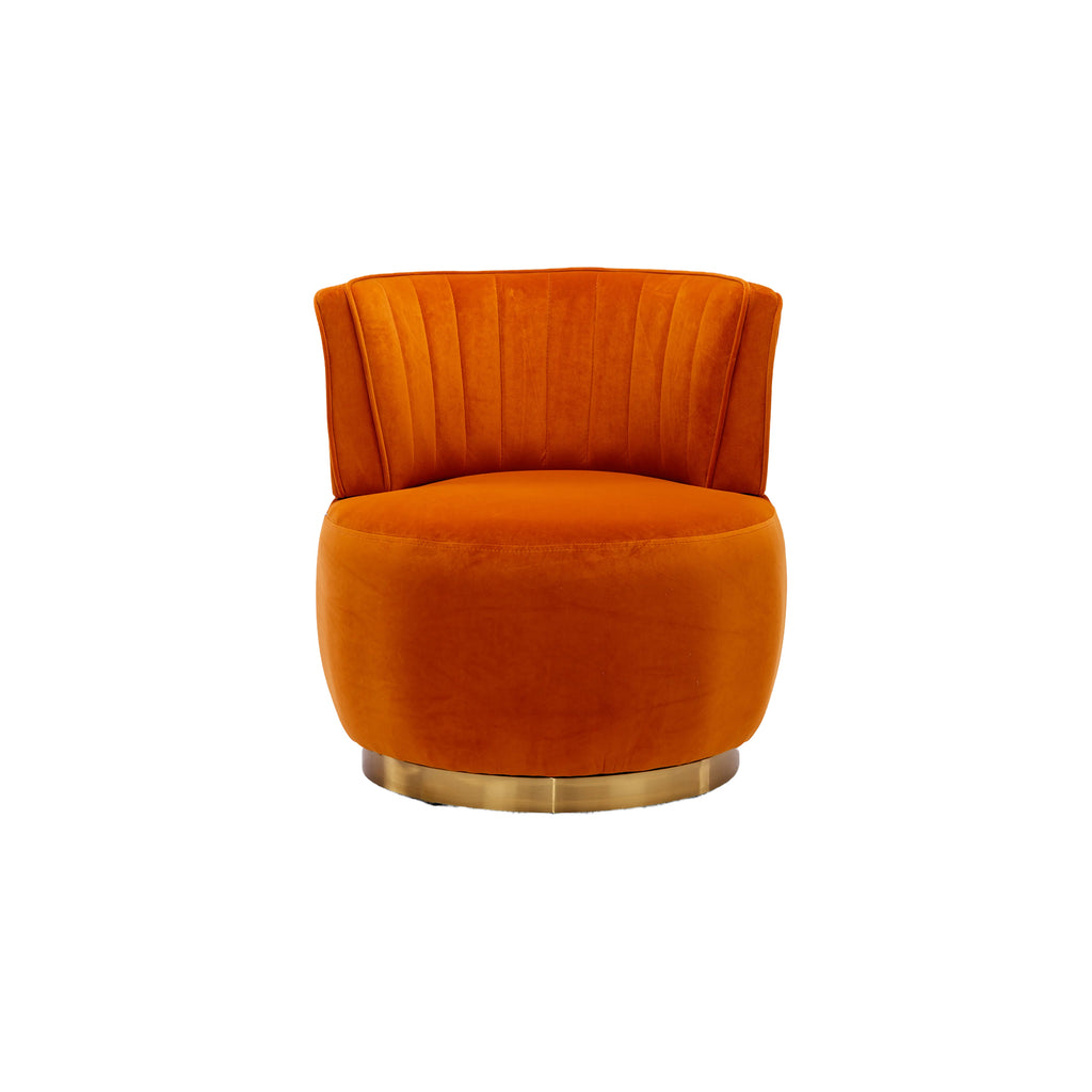 360 Degree Swivel Cuddle Barrel Accent Sofa Chair, Fluffy Velvet Round Armchair, Orange, 25.20'' x 25.59'' x 26.38'' - Grand Goldman Shop