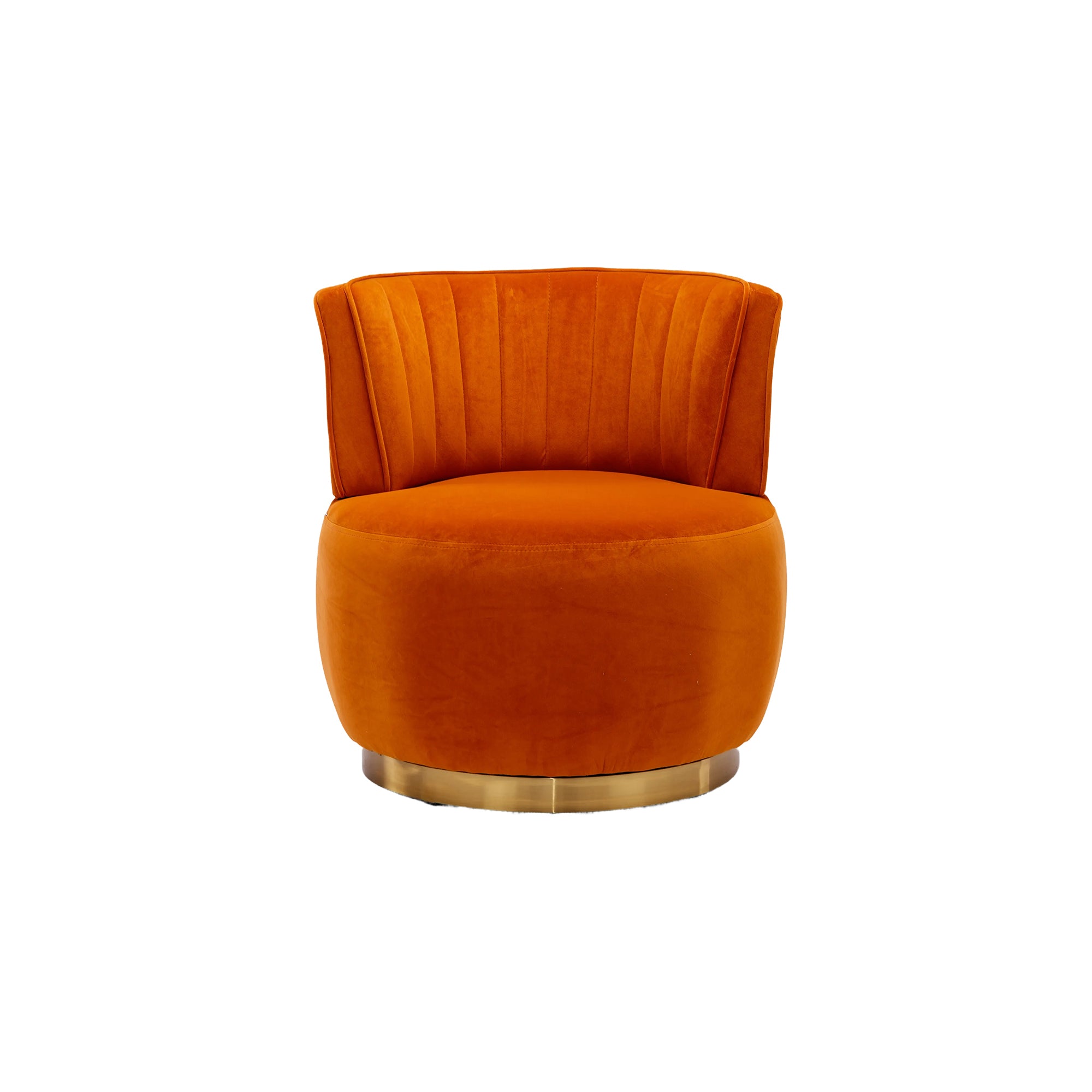 360 Degree Swivel Cuddle Barrel Accent Sofa Chair, Fluffy Velvet Round Armchair, Orange, 25.20'' x 25.59'' x 26.38'' - Grand Goldman Shop