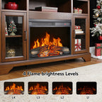 23 inch electric fireplace insert, ultra thin heater with log set & realistic flame, remote control with timer, overheating protection - Grand Goldman Shop