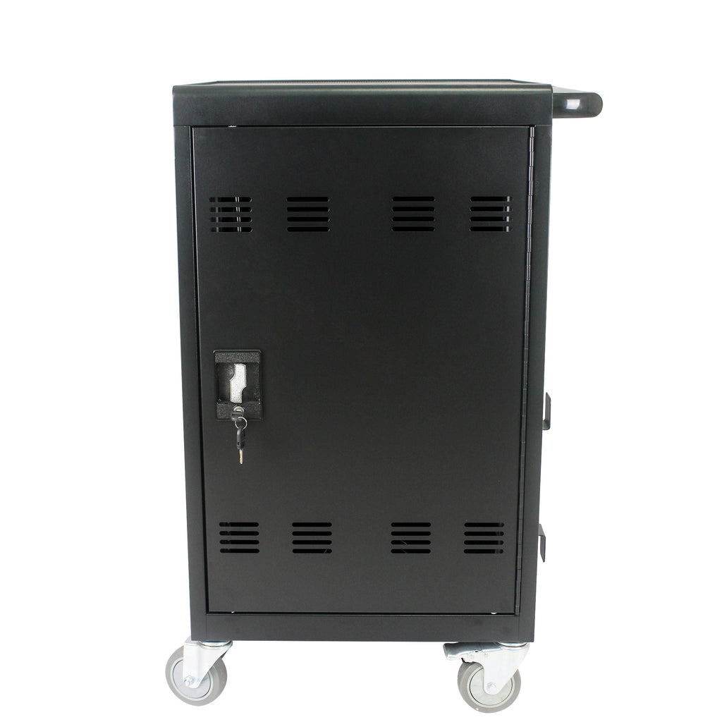 Mobile Charging Cart for Tablets Laptops 35-Device Capacity Matt Black Metal - Grand Goldman