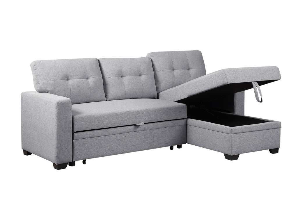Upholstered Pull out Sectional Sofa with Chaise - Grand Goldman Shop
