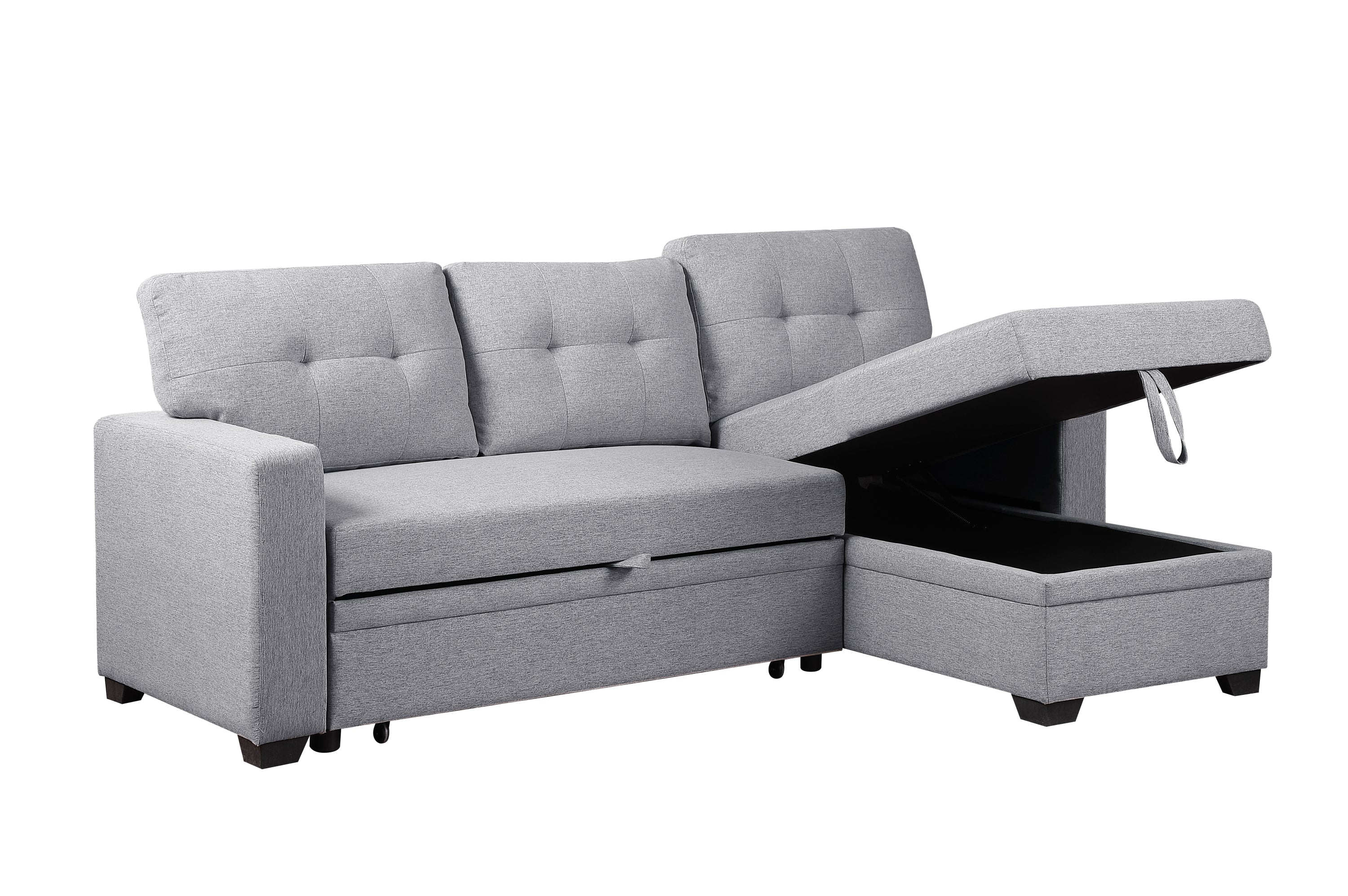 Upholstered Pull out Sectional Sofa with Chaise - Grand Goldman Shop