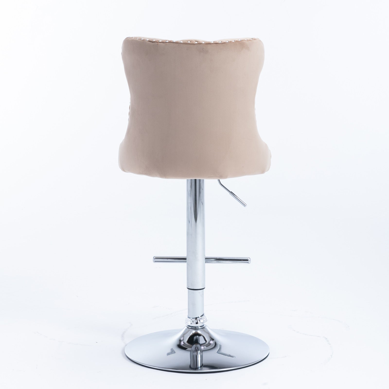A&A Furniture,Swivel Velvet Barstools Adjusatble Seat Height from 25-33 Inch, Modern Upholstered Chrome base Bar Stools with Backs Comfortable Tufted for Home Pub and Kitchen Island（Khaki,Set of 2） - Grand Goldman Shop