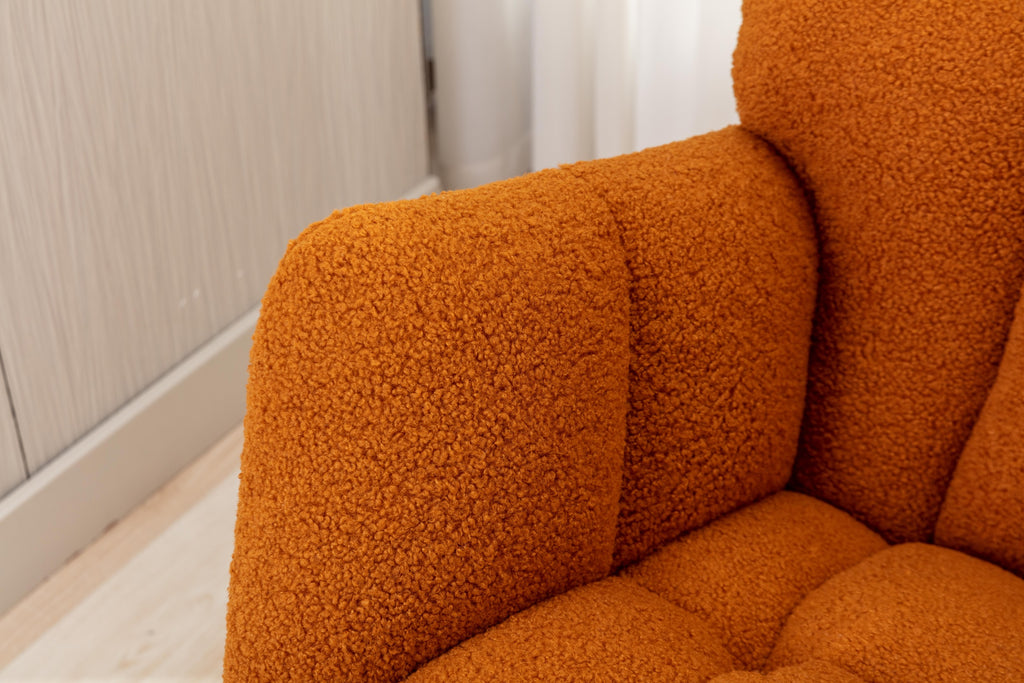 050-Teddy Fabric Rocking Gilder Nursery Chair For Living Room Indoor,Caramel - Grand Goldman Shop