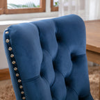 Nikki Collection Modern, High-end Tufted Solid Wood Contemporary Velvet Upholstered Dining Chair with Wood Legs Nailhead Trim 2-Pcs Set,Blue, SW2001BL - Grand Goldman Shop