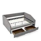 Upholstered Tufted Queen Size Daybed with Two Drawers Trundle, Linen Fabric, Grey, 88'x64.5'x34' - Grand Goldman Shop