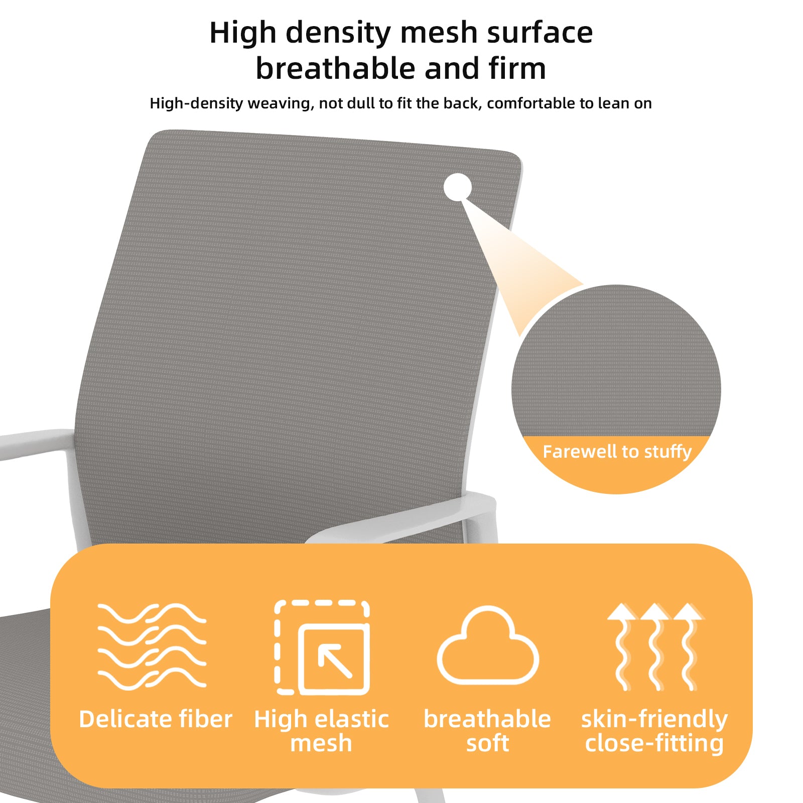 Minimalist Modern Office Chair with Metal Frame, Soft Mesh Backrest, White+Gray, for Home and Office Use - Grand Goldman