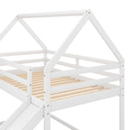 Twin Bunk House Bed with Slide and Ladder, White - Grand Goldman Shop