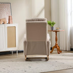 Modern Accent Rocking Chair Rocking Chair with Solid Wood Legs, Upholstered Nursery Glider Rocker Side Pocket and Footrest, Living Room Lounge Arm Chair with High Backrest (beige,teddy) - Grand Goldman Shop