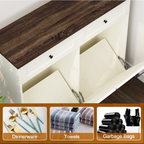 20 Gallon Tilt Out Trash Cabinet Freestanding Trash Bin Cabinet Wood Garbage Recycling Cabinet with Drawer Pet Proof Trash Can Holder for Kitchen Living Room, Antique White (Not include trash can) - Grand Goldman Shop