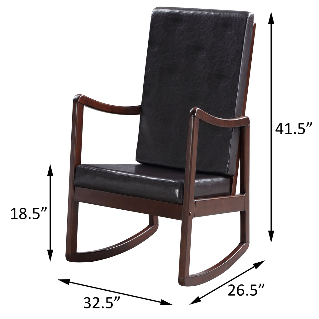 Dark Brown and Espresso Rocking Chair with Armrest - Grand Goldman Shop